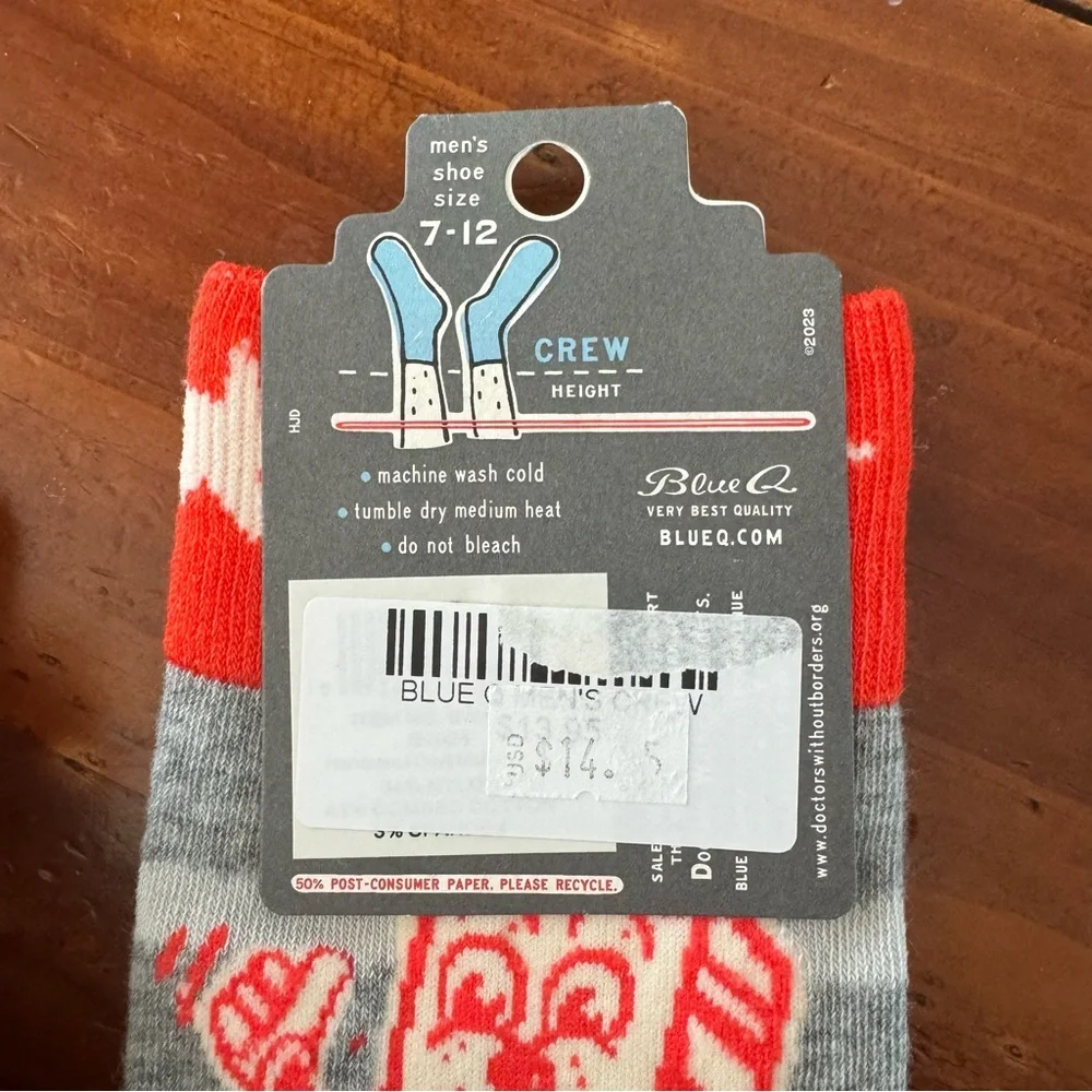 Blue Q Mens Soft Combed Cotton Crew Socks Handsome Devil Novelty size 7-12